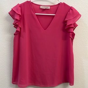 Fuschia Philosophy Blouse with frilled shoulder